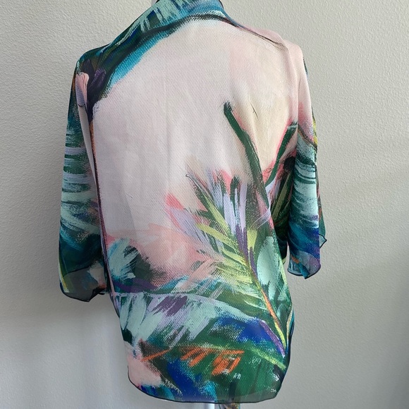 C. Brooke Ring Palm Print Draped Kimono M/L - Picture 5 of 9